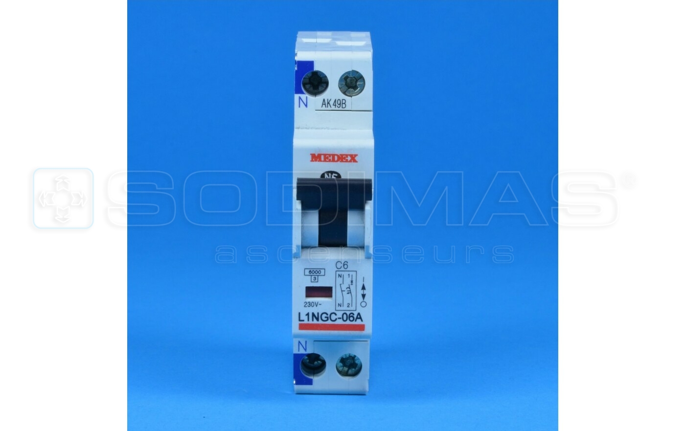 Disjoncteur PH/N - 6 A pouvoir coupure industriel / tarif jaune 6 kA