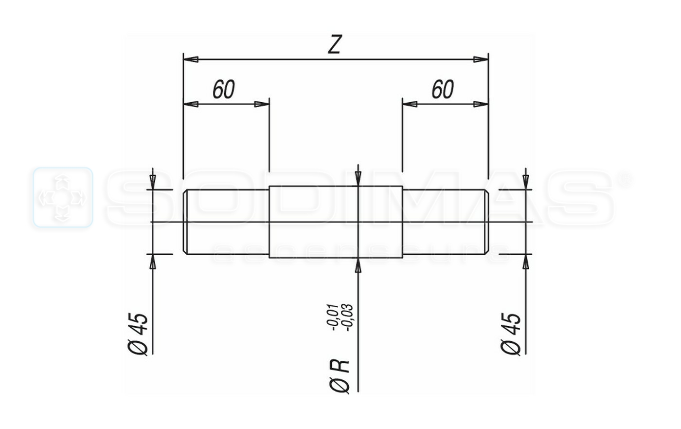 Axe &eacute;paul&eacute; 60x260 T234