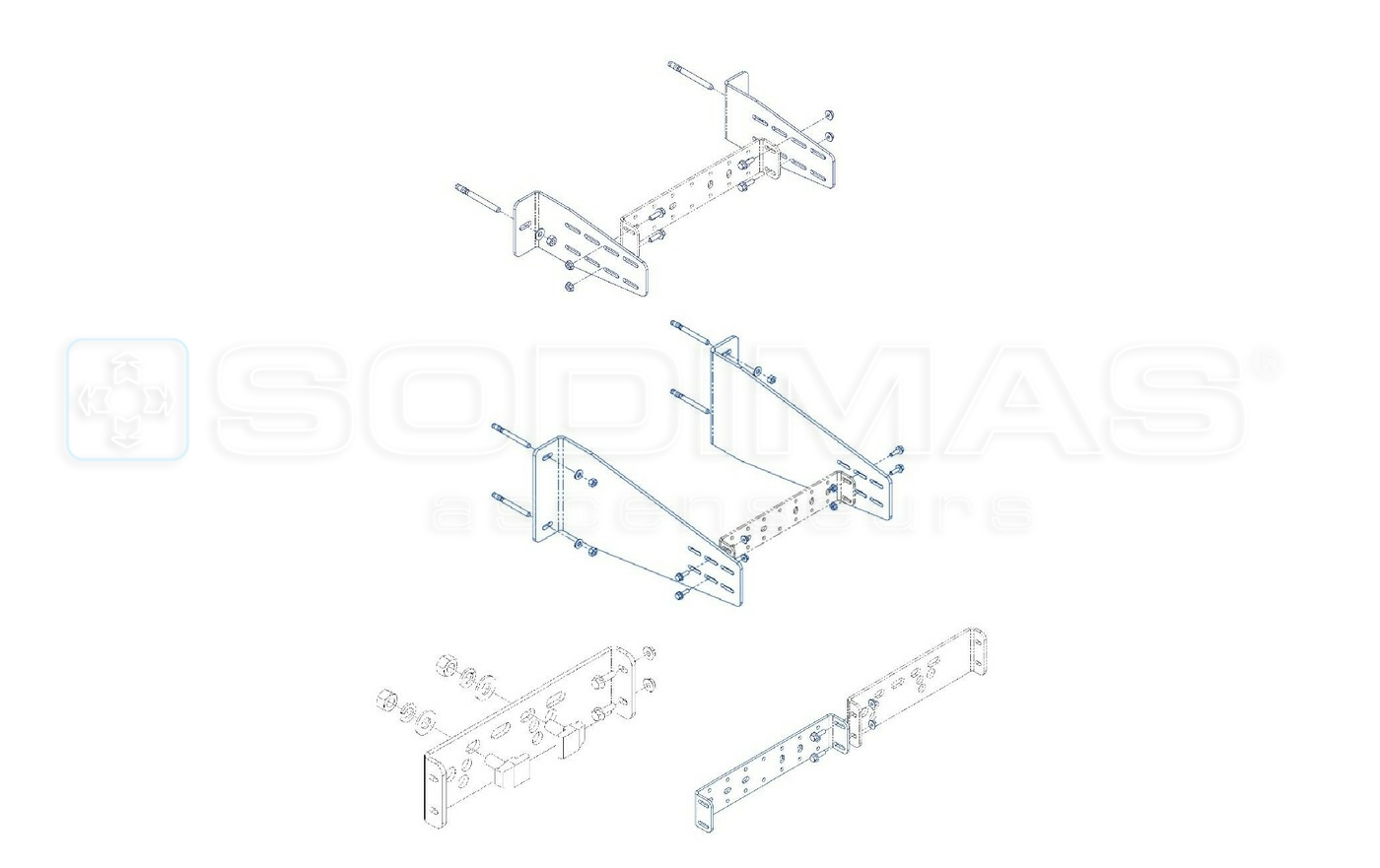 Kit 4 supports mur réglable 170 -300 mm pour sélection embarquée QI touch