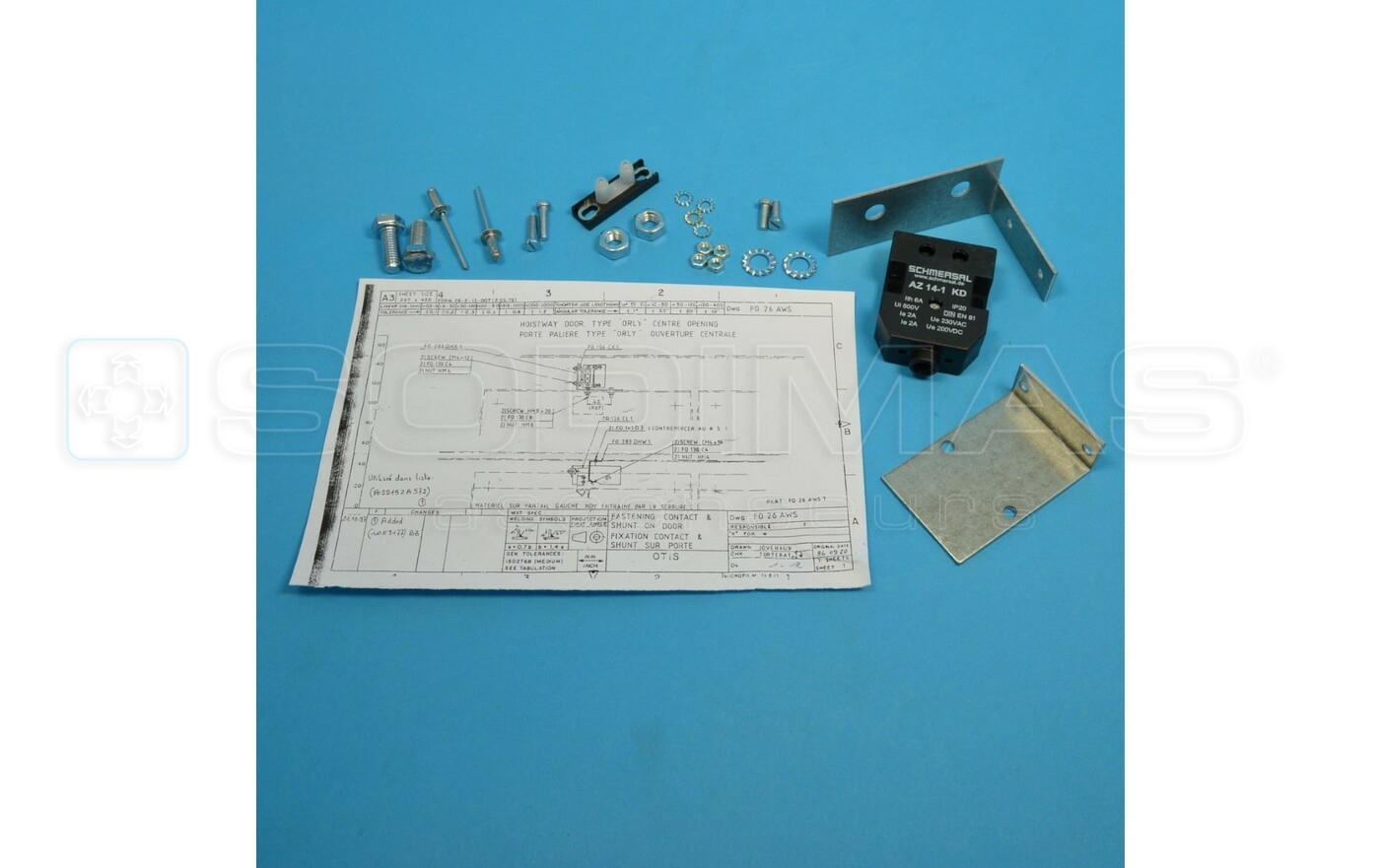 Kit contact auxiliaire pour porte palière Orly avant 1966