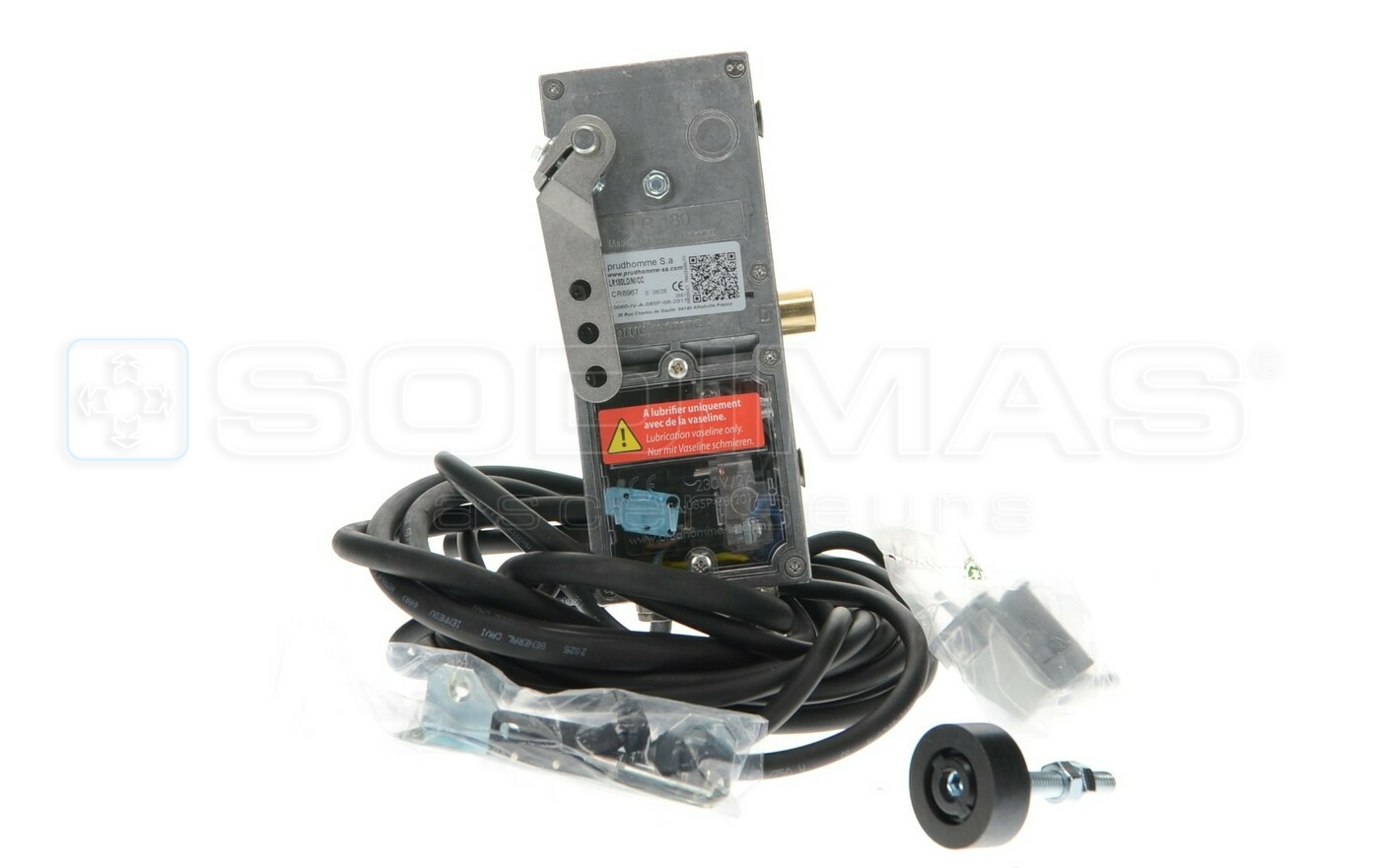 Serrure LR180LD/NI/CC droit pene biseaut&eacute; + accessoires