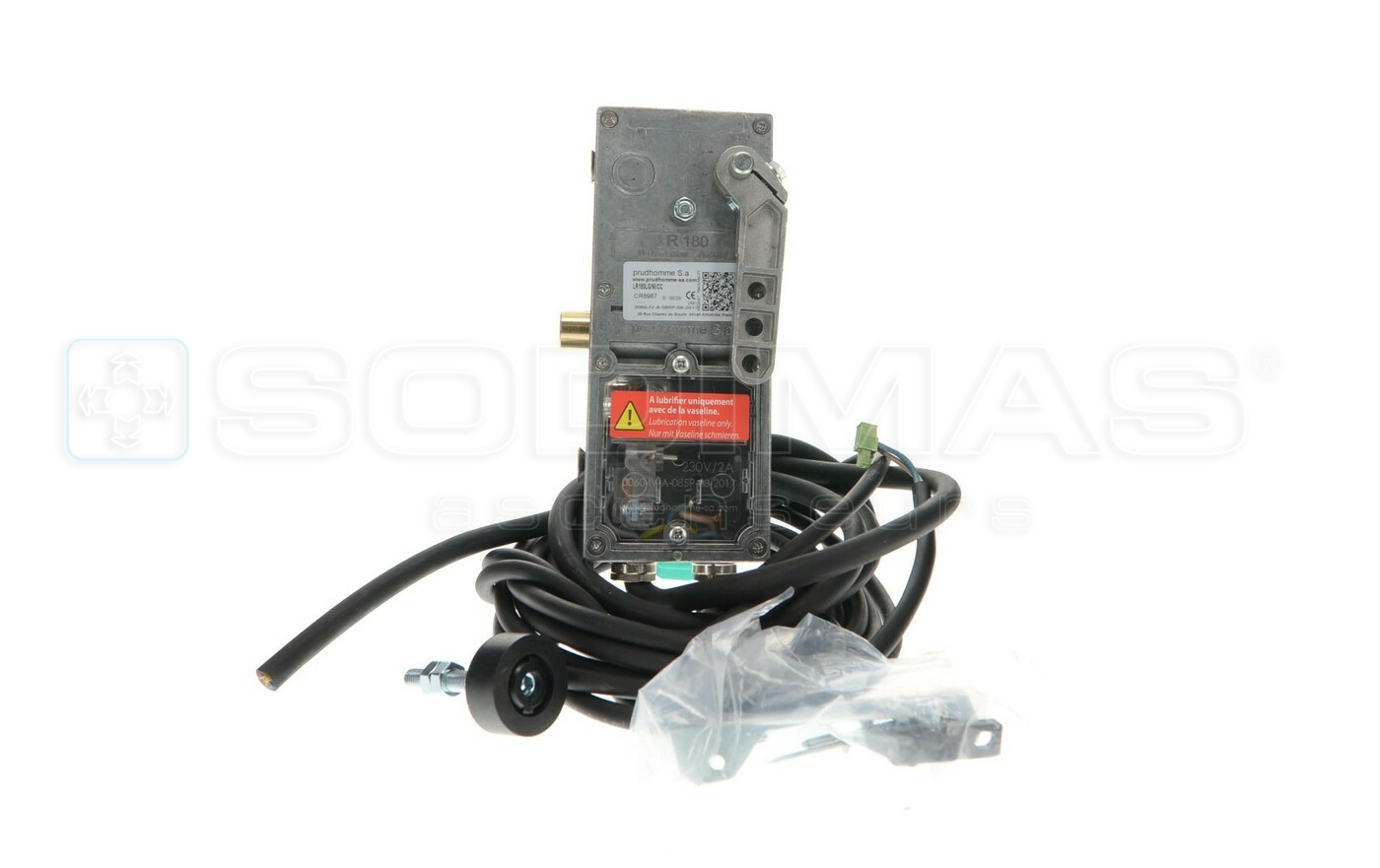 Serrure LR180LG/NI/CC gauche pene biseaut&eacute; + accessoires