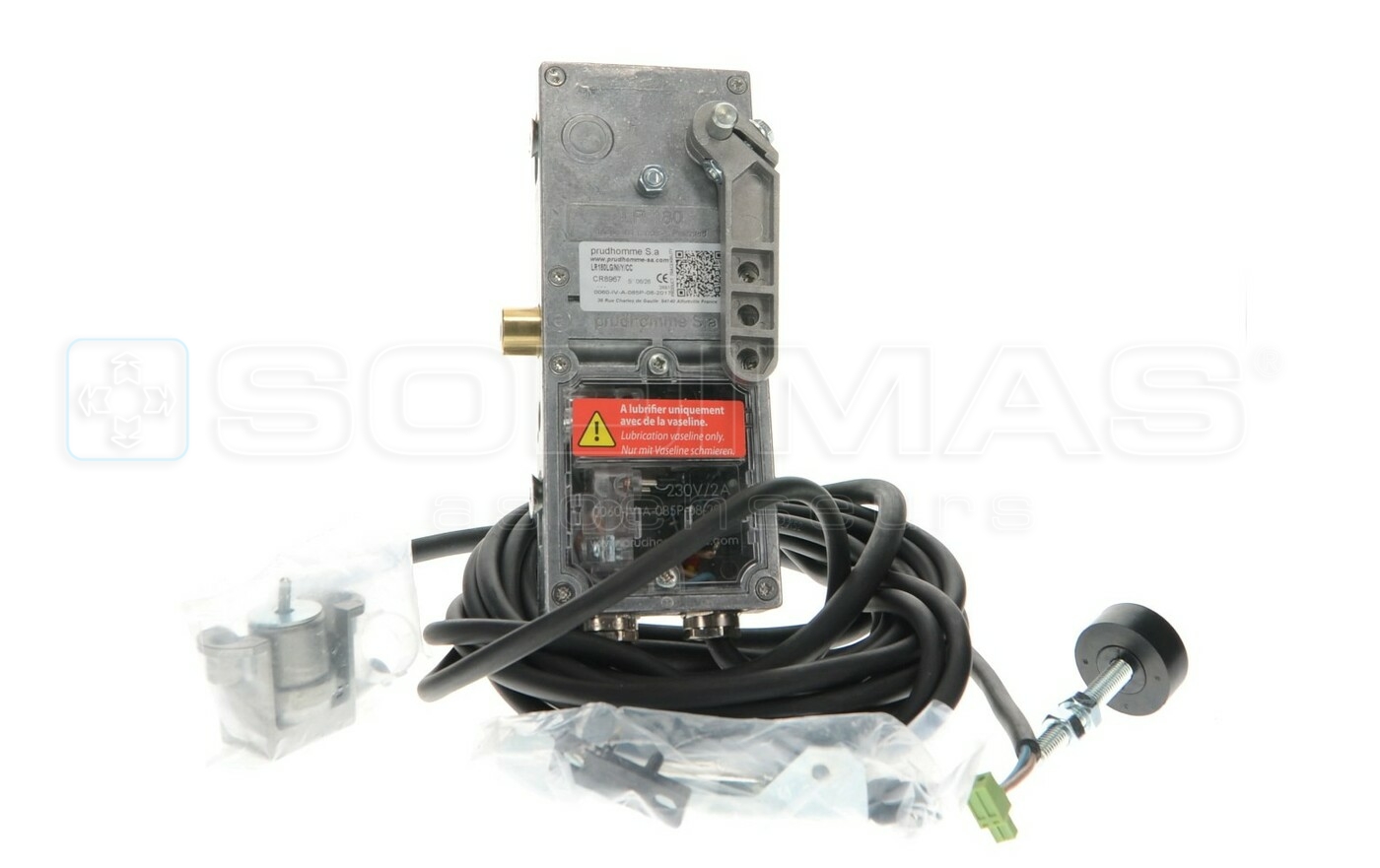 Serrure LR180LG/NI/Y/CC gauche pene carr&eacute; + accessoires
