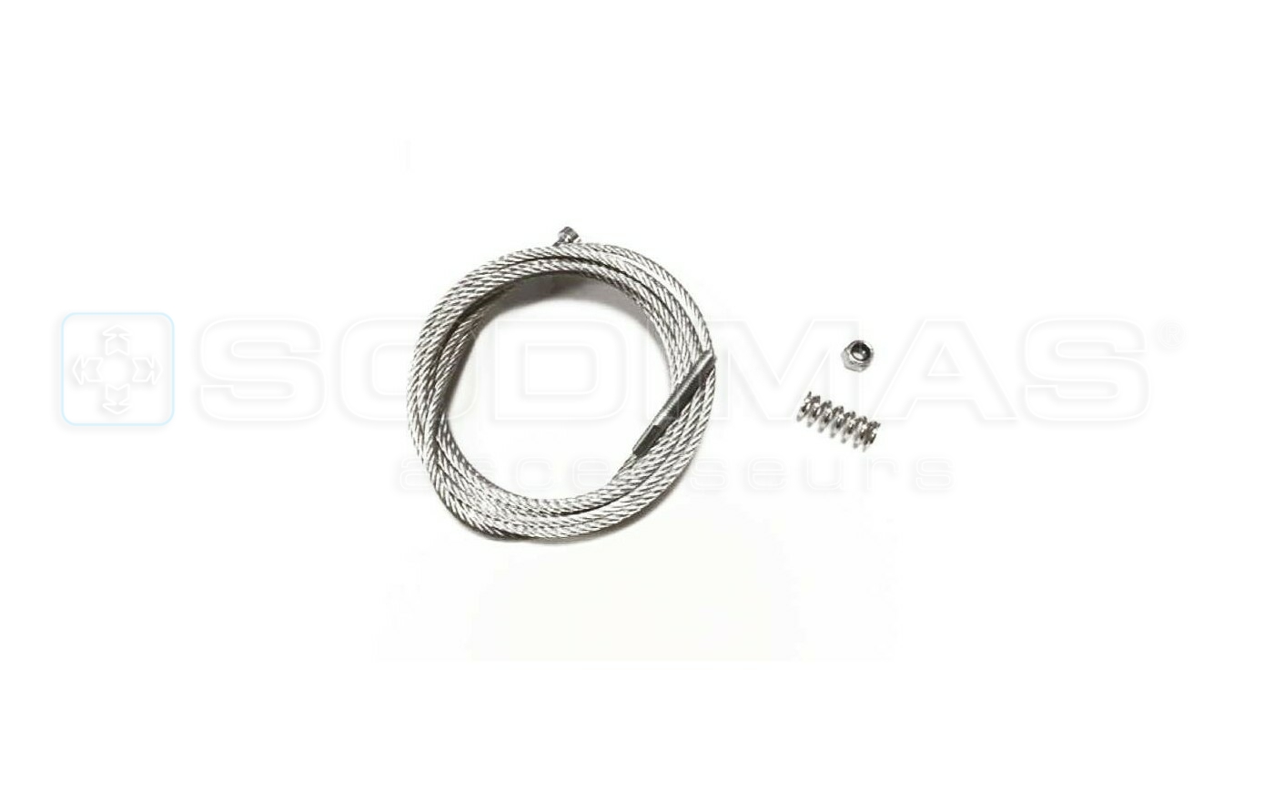 C&acirc;ble acier-ressort-&eacute;crou porte cabine ouverture centrale 2 Vtx - PL 1300 - lg 3780- SD20