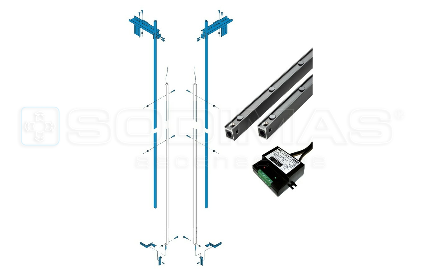 Kit barrière de cellules EN 81-20 - 24VCC- E10-36DTE /SO1 + support app neuf - Cedes