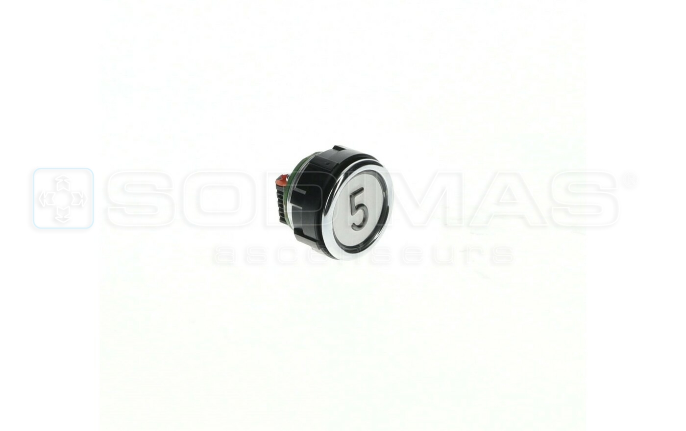 Bouton VB42 gravé 5 LED rouge 1 CONTACT NO / 1 CONTACT NC