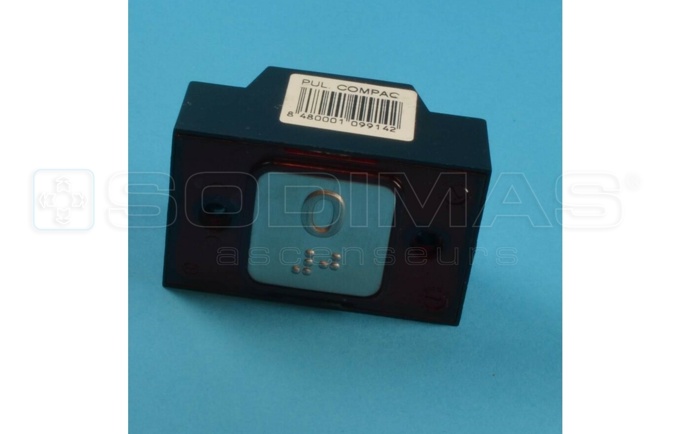 Bouton carré gravé 0 + braille LED rouge 1NO - 24 V