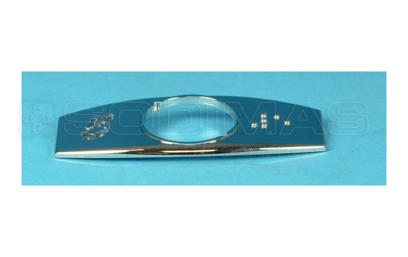 Chicklet chrom&eacute; grav&eacute; 5 &agrave; gauche braille &agrave; droite