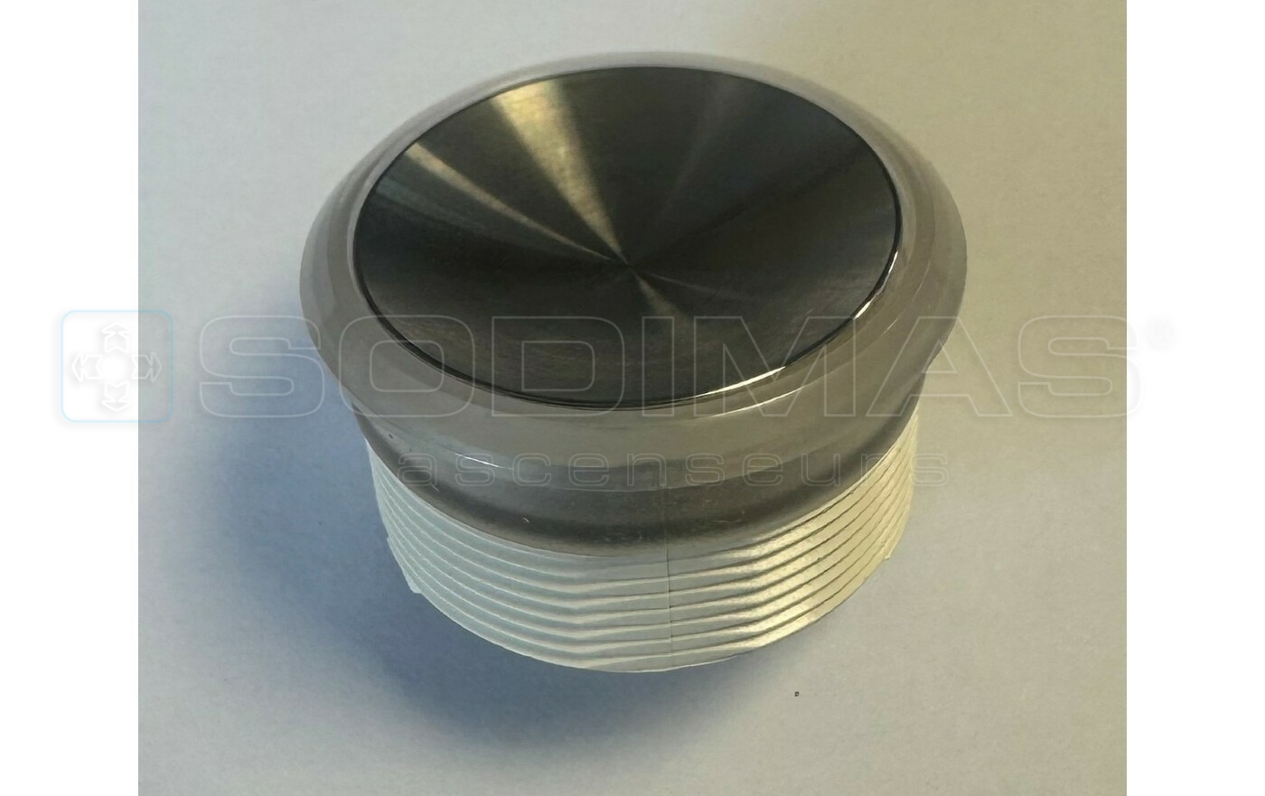 Bouton MCS collerette lumineuse rouge inox bross&eacute;
