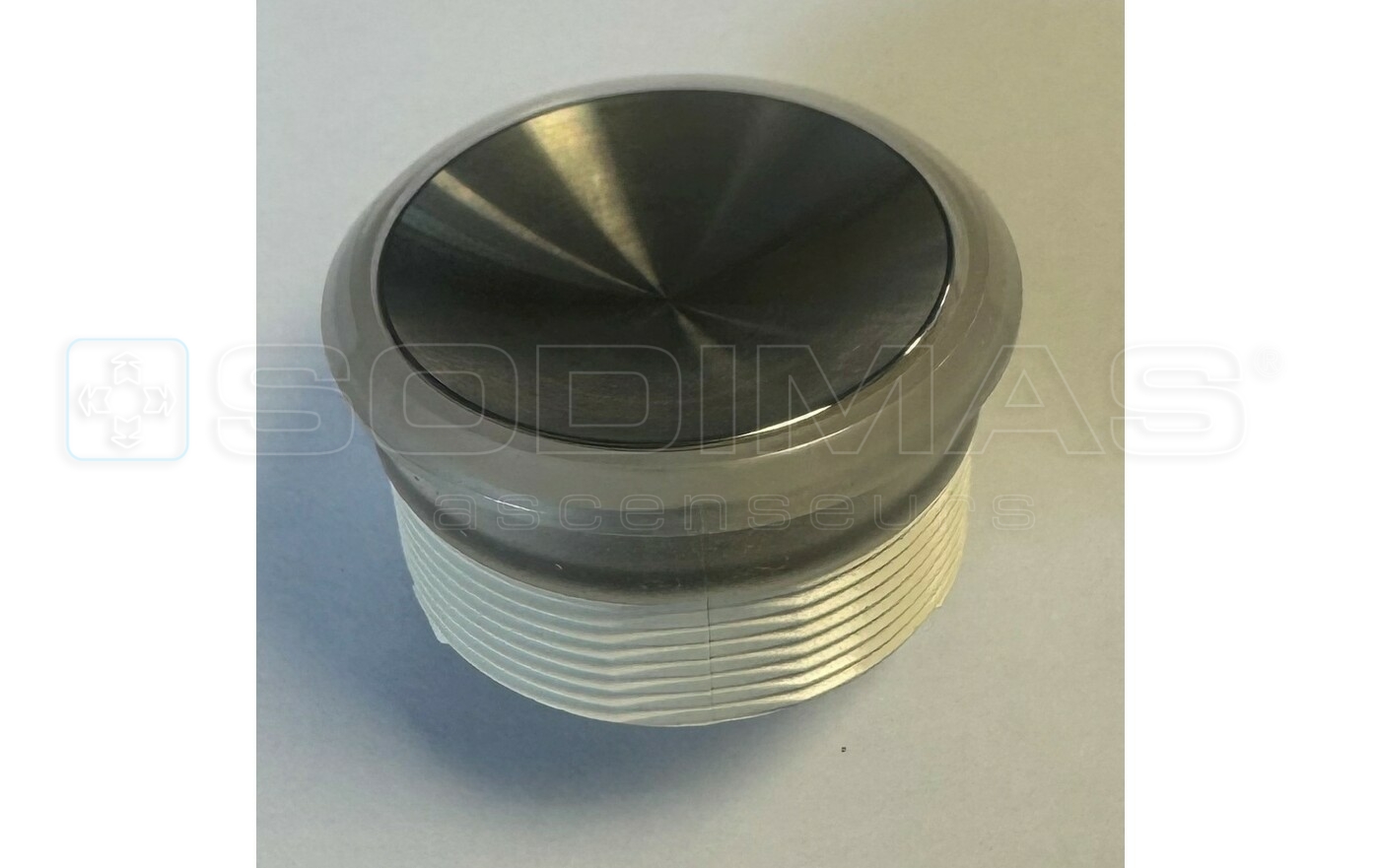 Bouton MCS collerette lumineuse verte inox bross&eacute;