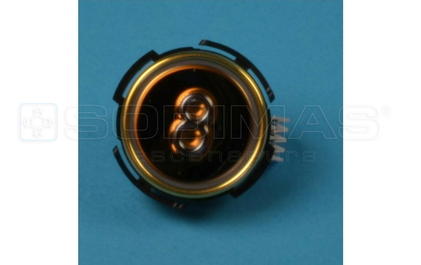 Bouton RT42 IX TIN ton or gravé 8 LED rouge