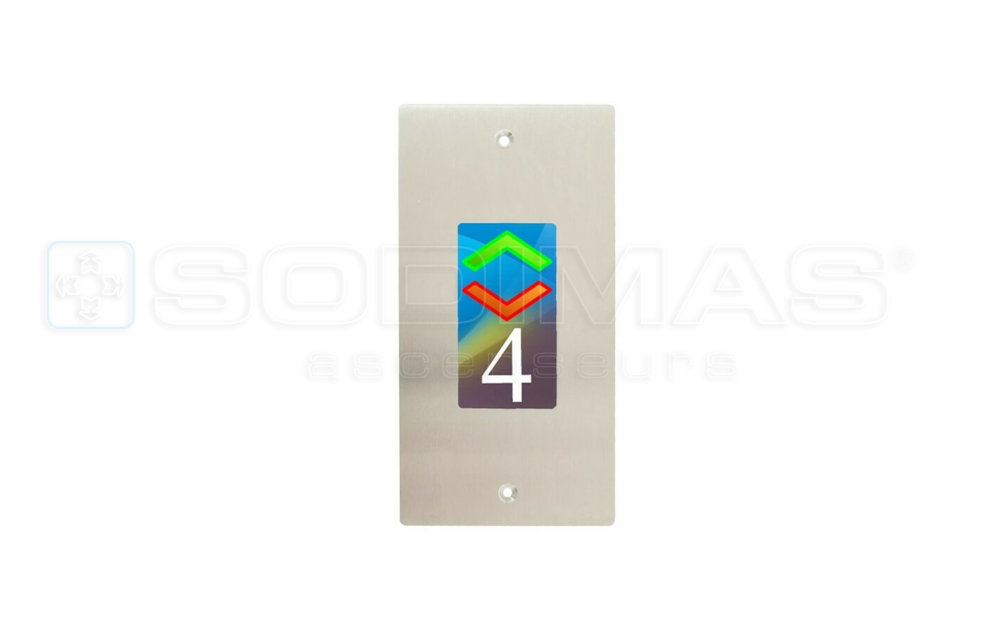 Plastron encastré inox vertical , afficheur 4,3 pouces SAF couleur, montage standard, dimension 100 x 195 mm, fixation vis