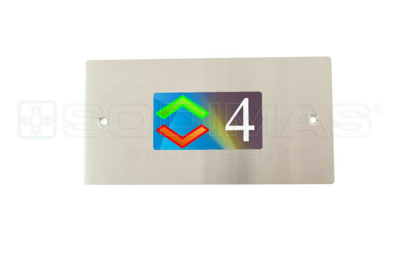 Plastron encastr&eacute; inox horizontal, afficheur 4,3 pouces SAF couleur, montage Anti-vandale, dimension 195 x 100 mm, fixation vis
