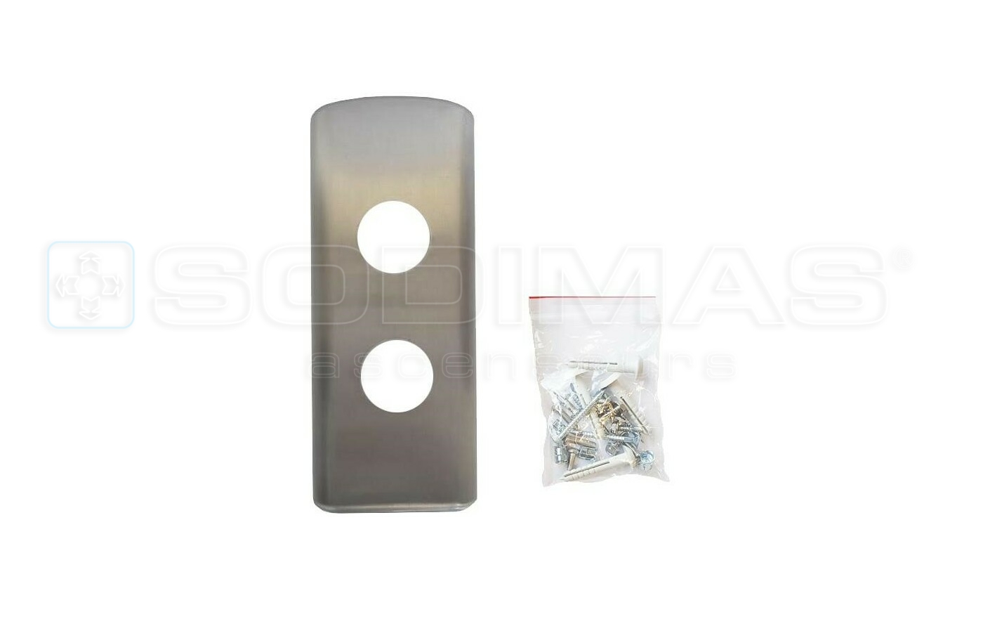 Boite pali&egrave;re applique vierge, 83 x 203mm, inox bross&eacute;, Cyntra, 2 boutons