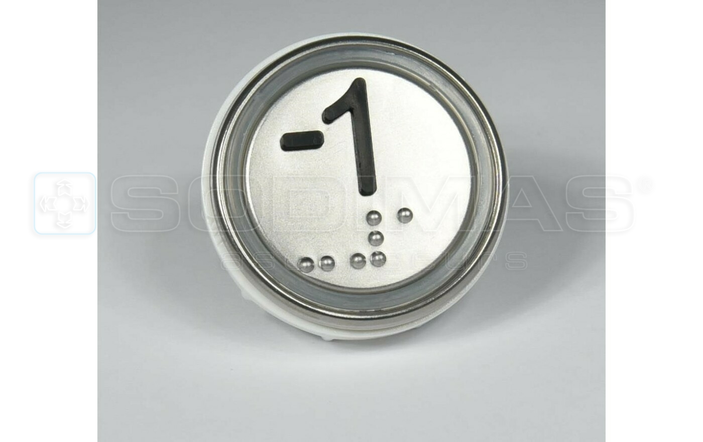Bouton Venus XL inox - 1 led rouge 2 contacts 24 V BORNIER A VIS