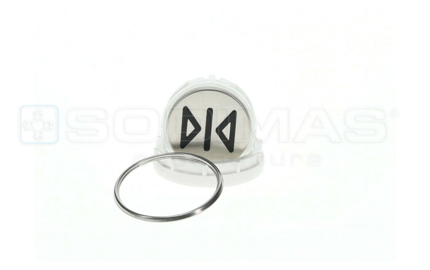 Bouton Venus grav&eacute; >< led bleue 24V-Bornes &agrave; vis 2 contacts