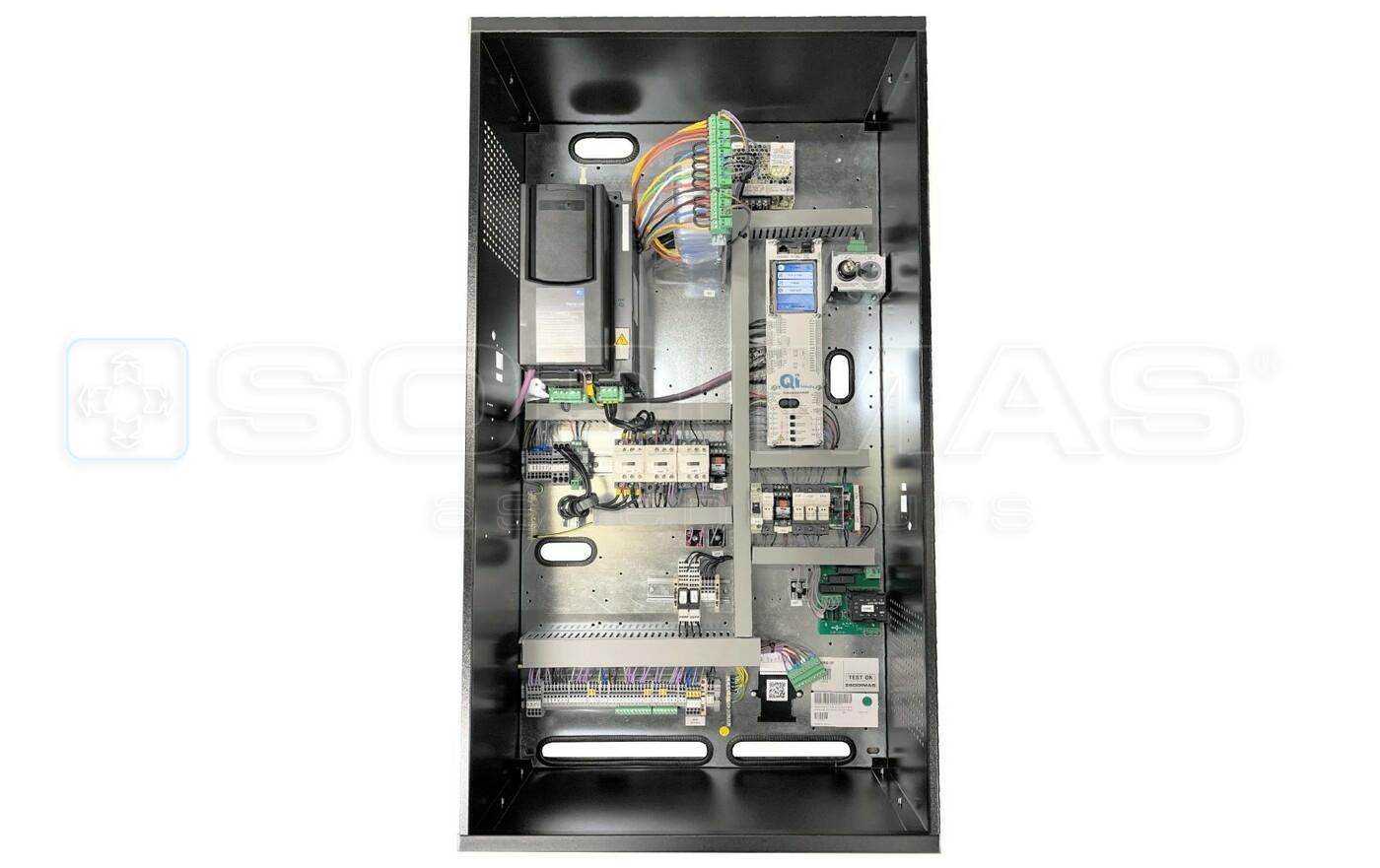 Armoire QI touch sk copro VF - BO - 11 kw -24 amp - 400/230v tri-transfo multi tension-1 accès porte vvvf /autonome -came mobile -cde limiteur 24v - boite rappel