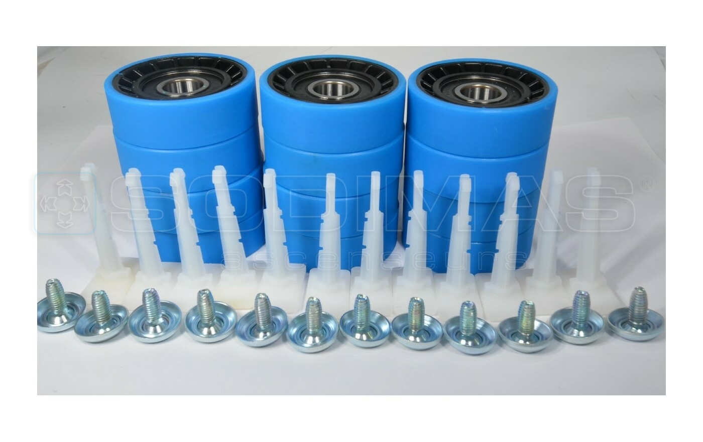 Kit 12 galets &Oslash; 76 + 12 axes + 12 patins pour marche -9300 9300AE SWT STS SGT